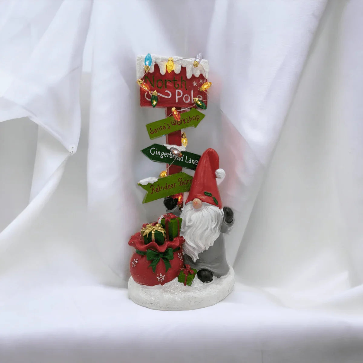 Light-Up Gnome North Pole Sign - Exquisite Homewares 