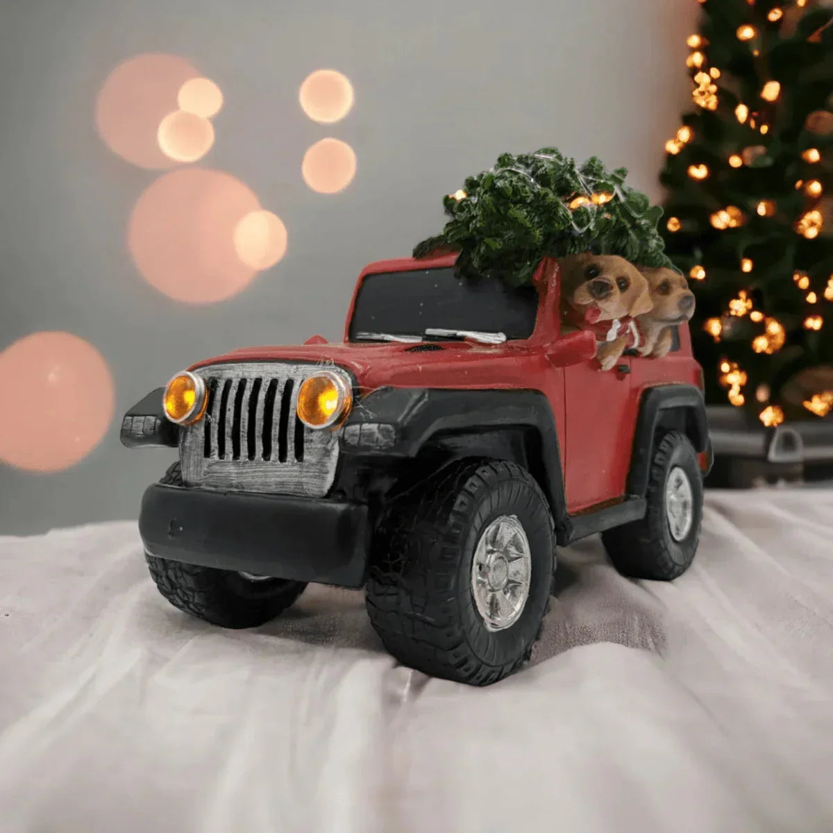 Light-Up Jeep with Dogs - Exquisite Homewares 