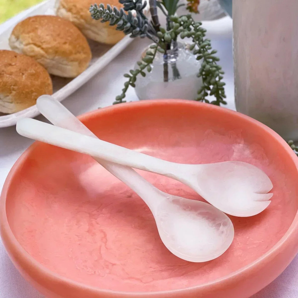 Lorne Salad Servers White - Exquisite Homewares 