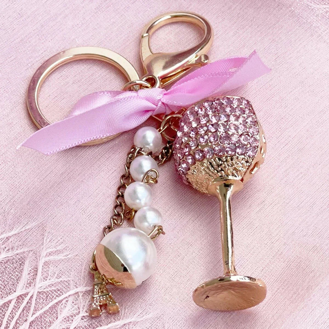 Luxury Charm Key Ring - Glass Pink - Exquisite Homewares 