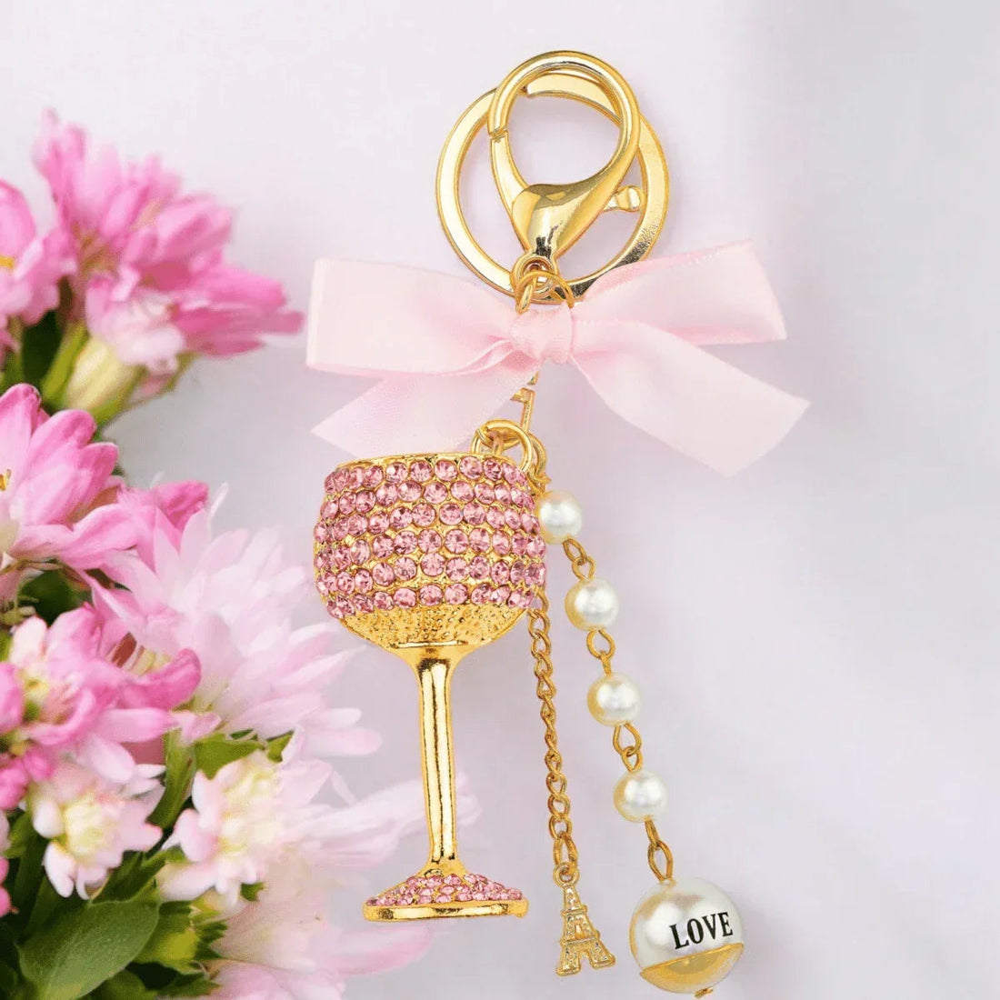 Luxury Charm Key Ring - Glass Pink - Exquisite Homewares 