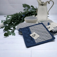 Maison Stripe Navy Potholder - Exquisite Homewares 