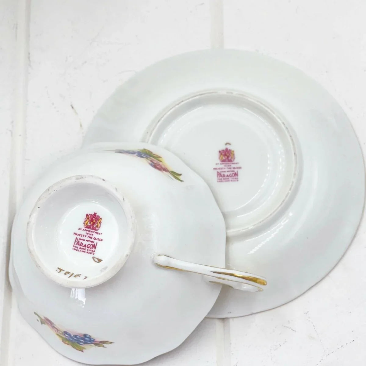 Paragon Vintage Blue with Gold Scrolls Fruit Duo - Exquisite Homewares 