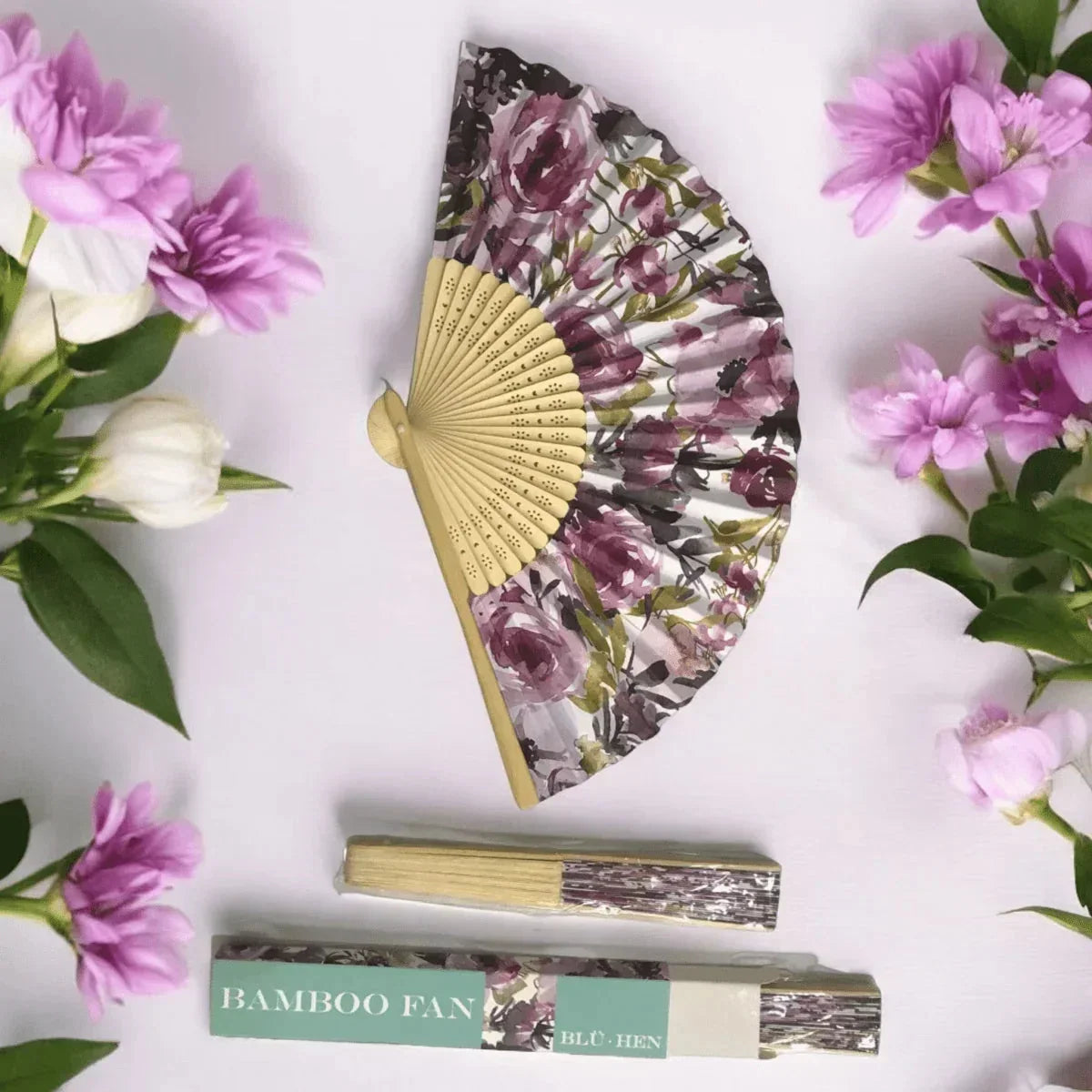 Peonie Rose Bamboo Fan - House Journey
