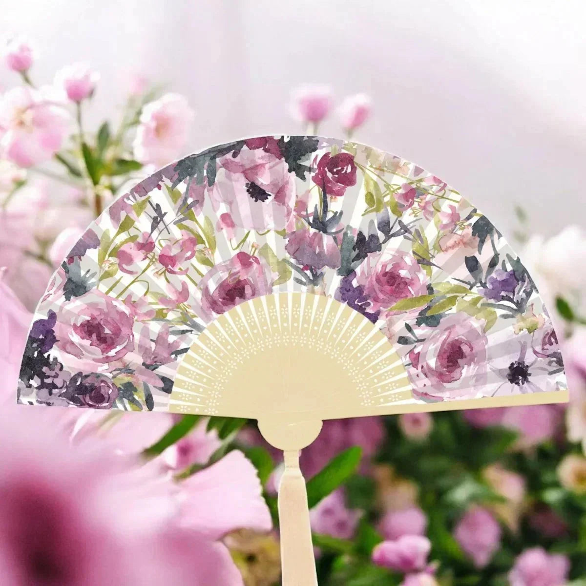 Peonie Rose Bamboo Fan - House Journey