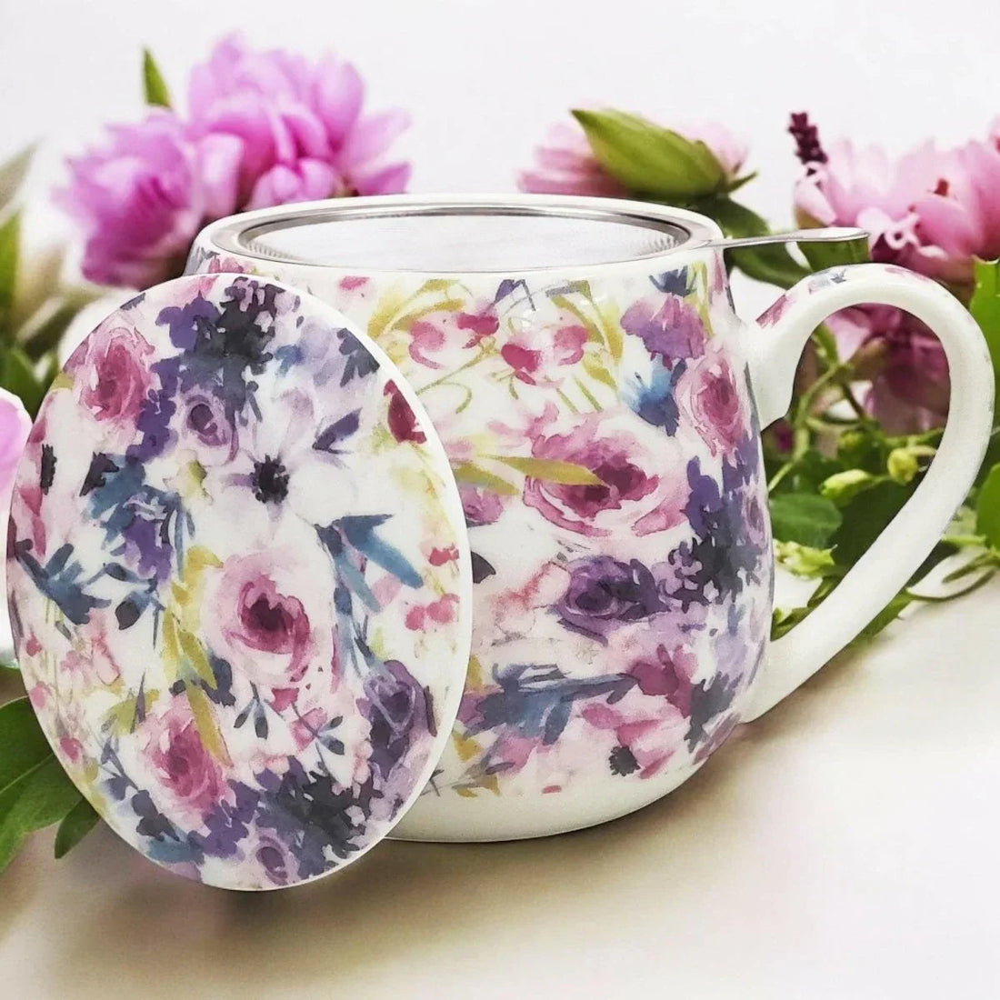 Peonie Rose Tea Infuser Mug - Exquisite Homewares 