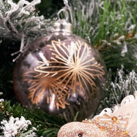 Pink Etched Snowflake Bauble - Exquisite Homewares 