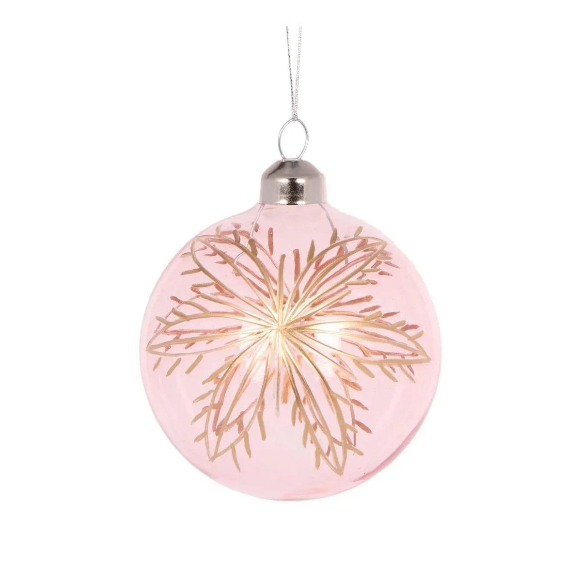 Pink Etched Snowflake Bauble - Exquisite Homewares 