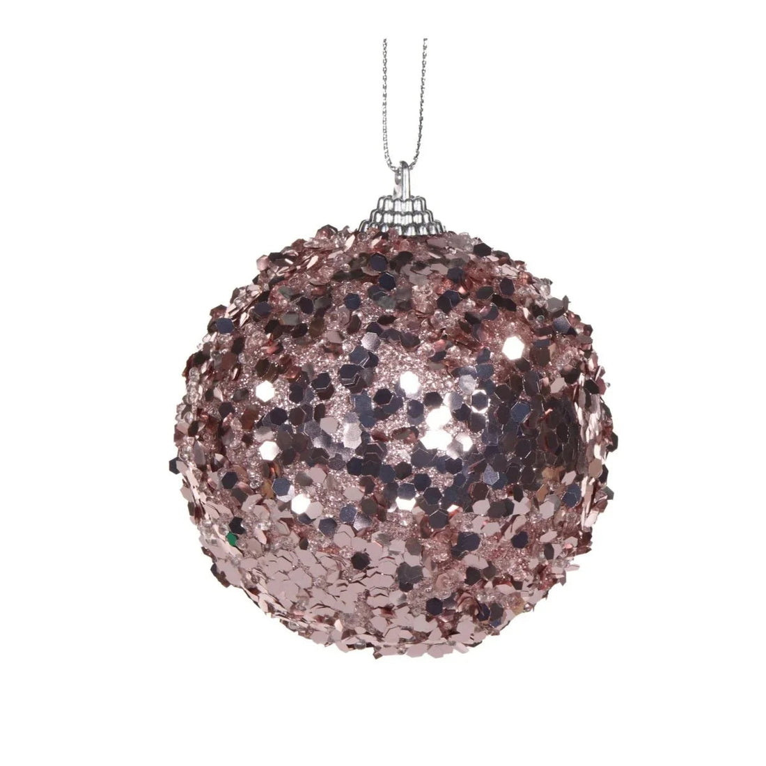 Pink Glitter Flake Bauble - Exquisite Homewares 