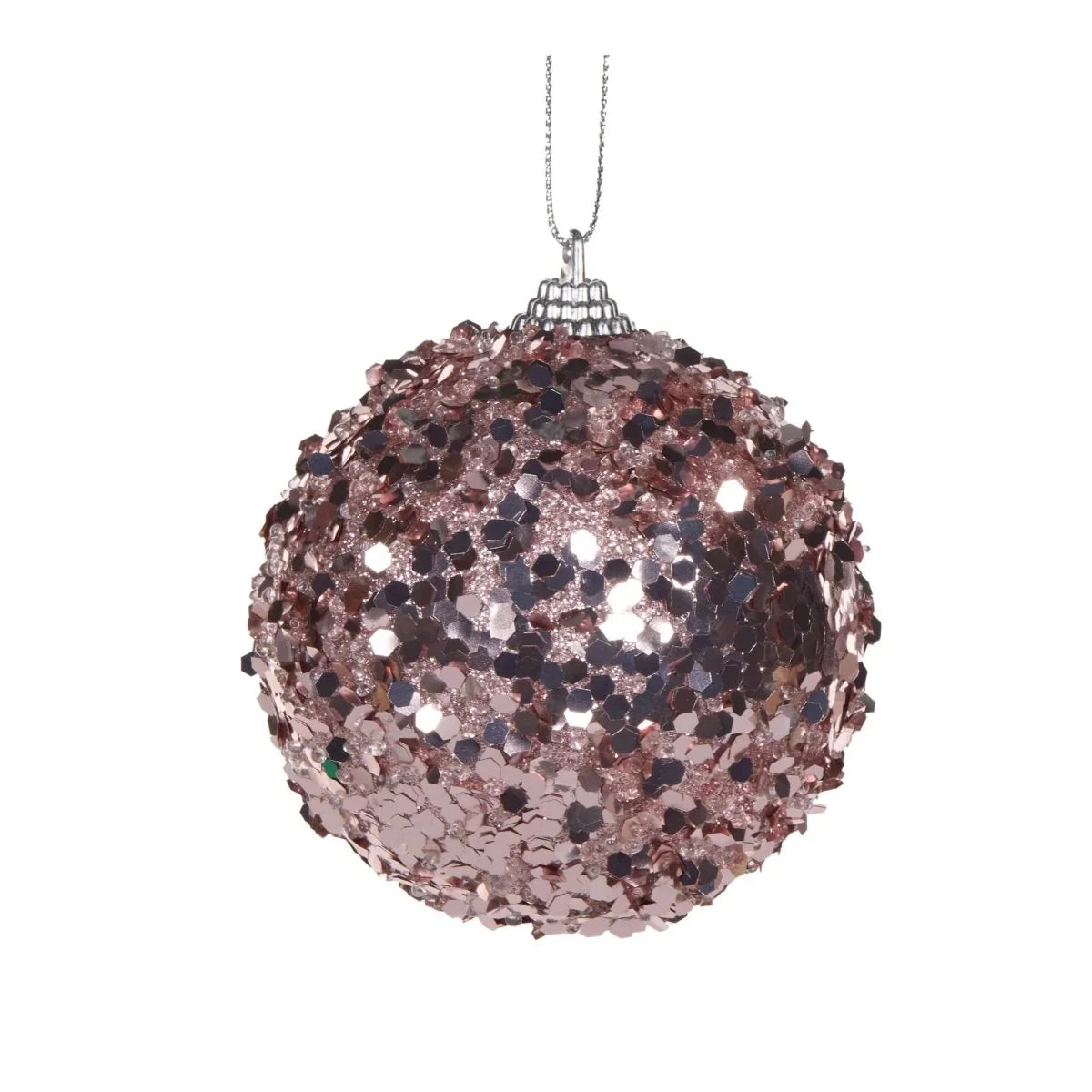 Pink Glitter Flake Bauble - Exquisite Homewares 