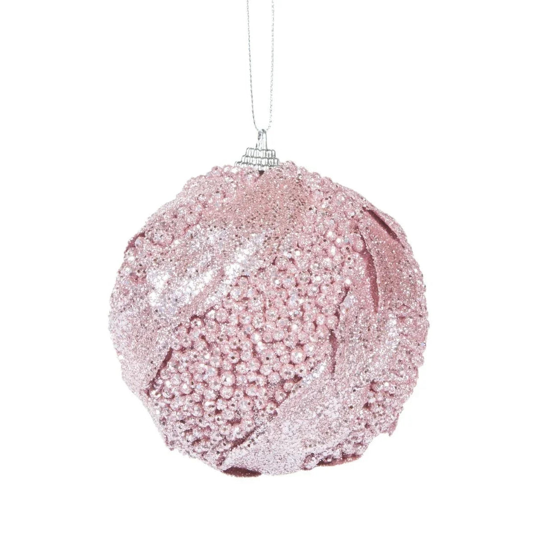 Pink Glitter Leaf Bauble - Exquisite Homewares 
