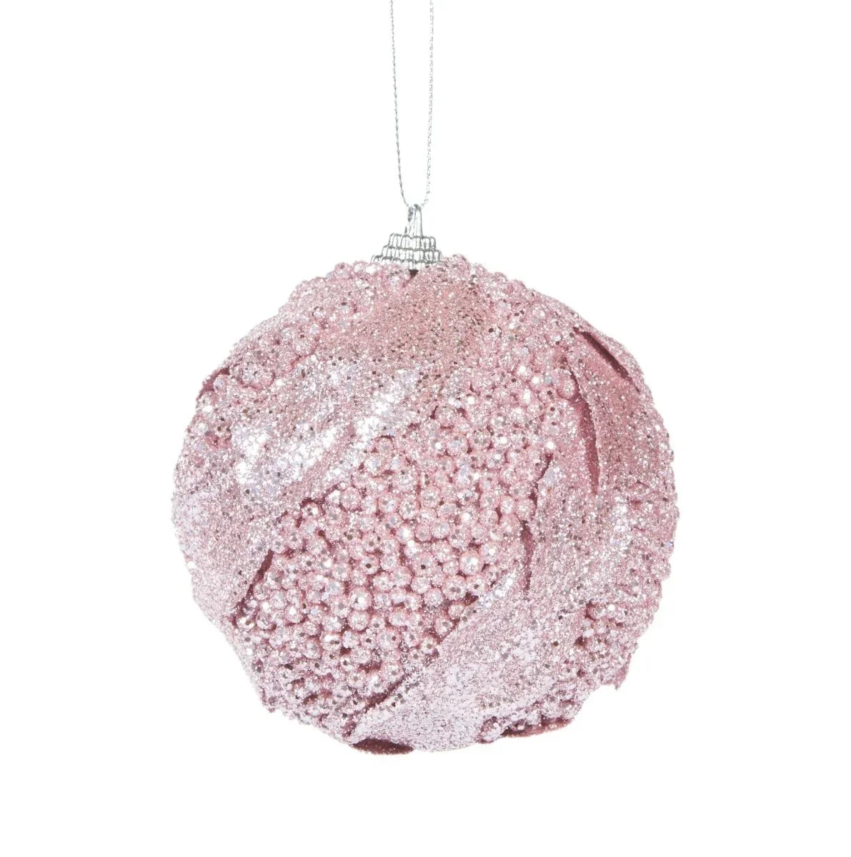 Pink Glitter Leaf Bauble - Exquisite Homewares 