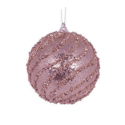 Pink Glittered Swirl Bauble - Exquisite Homewares 