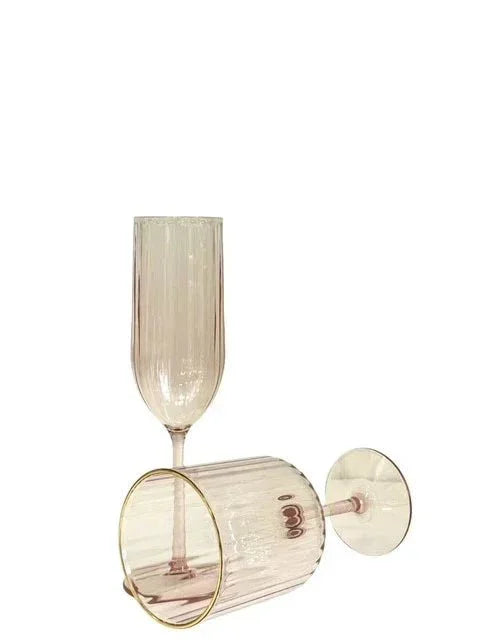 Pink Ribbed Acrylic with Gold Rim - Exquisite Homewares 