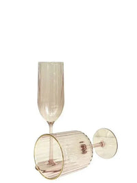 Pink Ribbed Acrylic with Gold Rim - Exquisite Homewares 