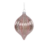 Pink Ribbed Drop Bauble - Exquisite Homewares 