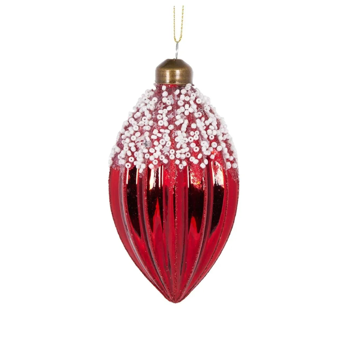 Red Beaded Drop Bauble - Exquisite Homewares 