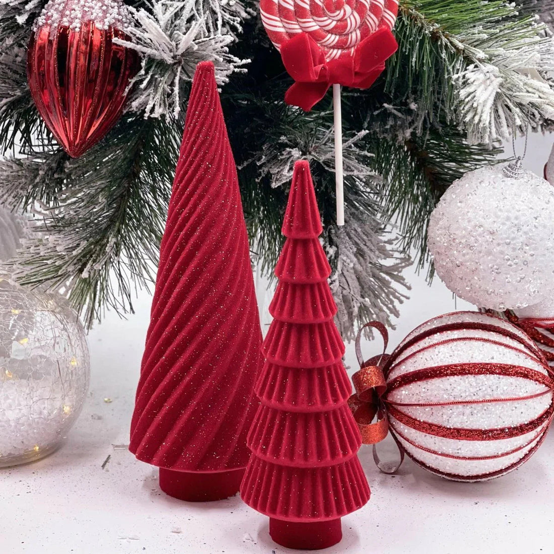 Red Velvet Swirl Table Top Tree - Exquisite Homewares 