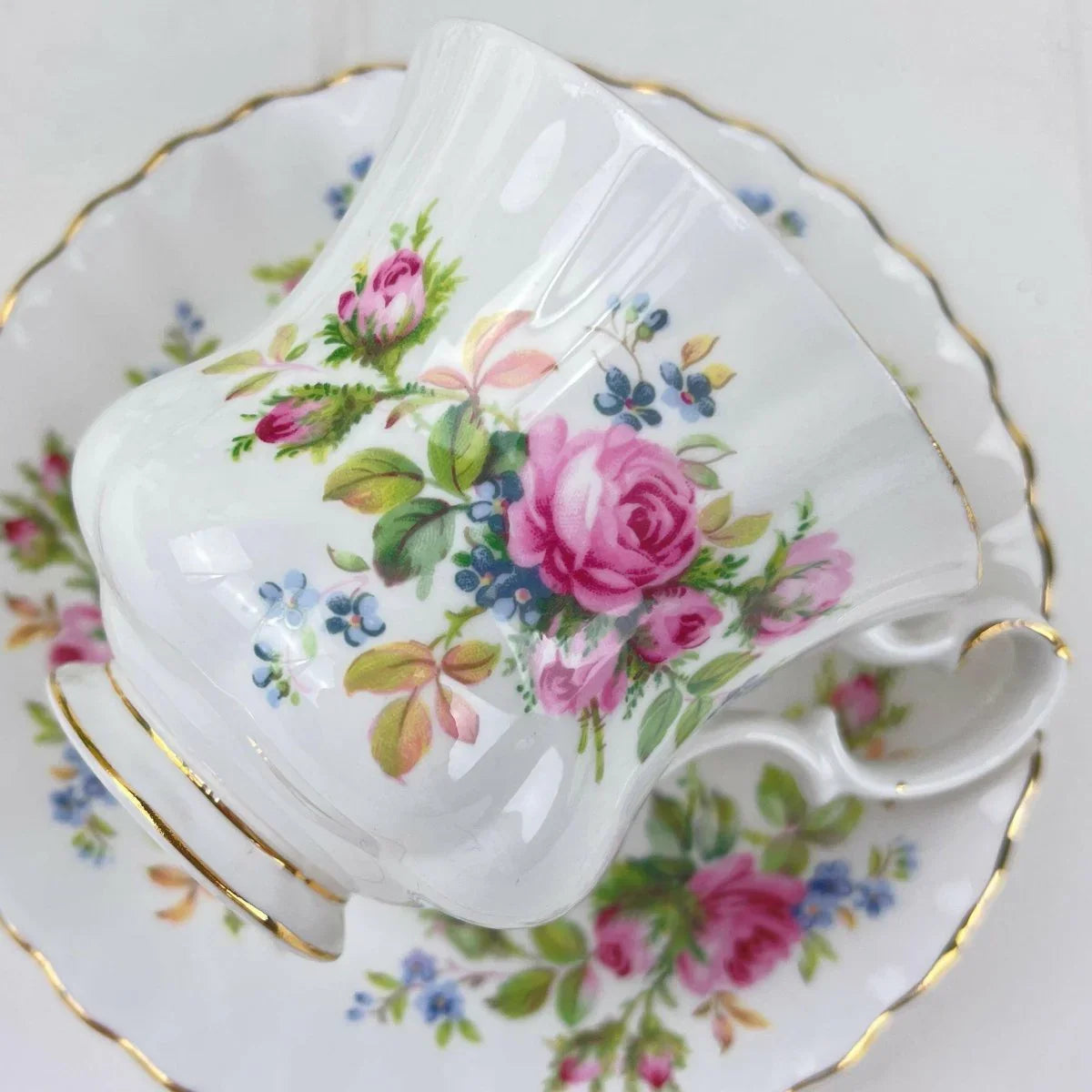 Royal Albert Moss Rose Demitasse Duo - Exquisite Homewares 