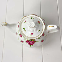 Royal Albert New Country Roses Large White Teapot - Exquisite Homewares 