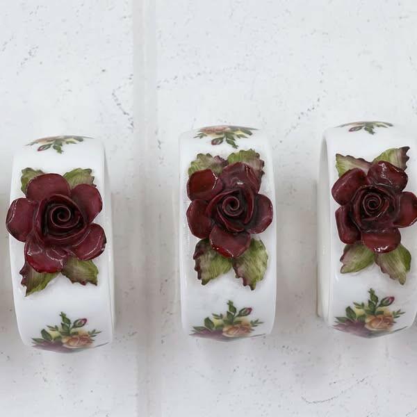 Royal Albert Old Country Rose Six Napkin Rings - Exquisite Homewares 