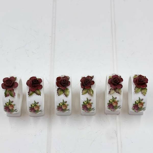 Royal Albert Old Country Rose Six Napkin Rings - Exquisite Homewares 