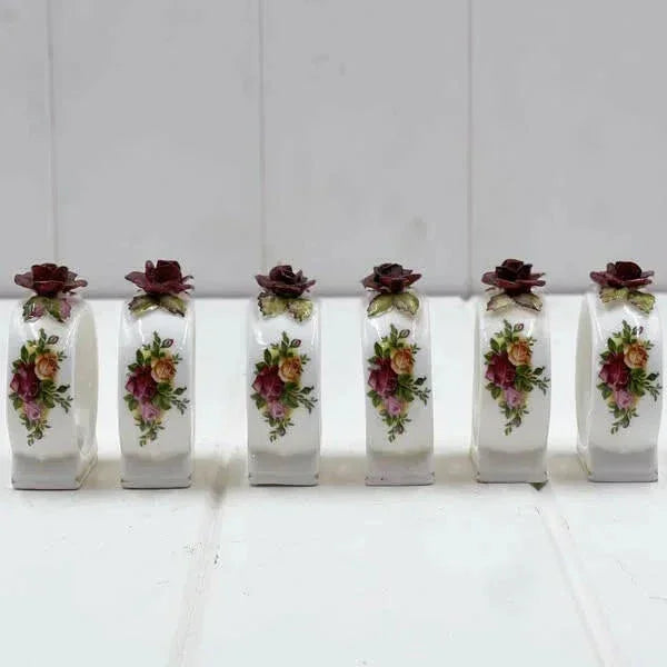 Royal Albert Old Country Rose Six Napkin Rings - Exquisite Homewares 