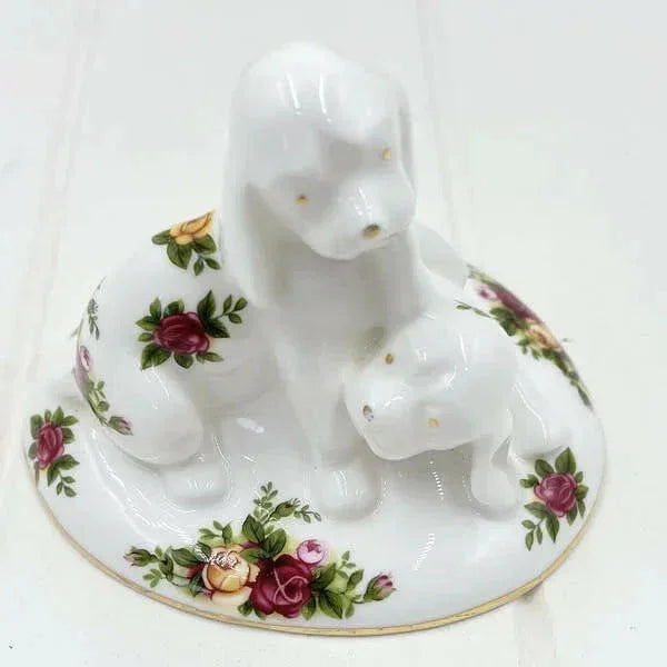 Royal Albert Old Country Roses 2 Puppy Dogs Entwined Figurine - Exquisite Homewares 