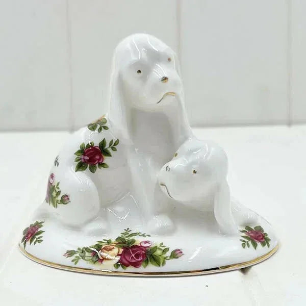 Royal Albert Old Country Roses 2 Puppy Dogs Entwined Figurine - Exquisite Homewares 