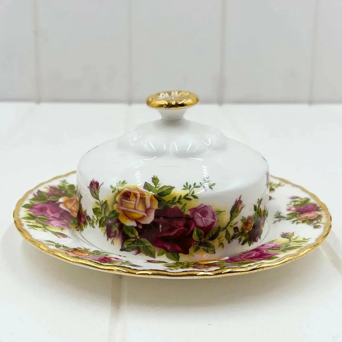 Royal Albert Old Country Roses Butter Dome and Plate - Exquisite Homewares 