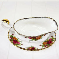 Royal Albert Old Country Roses Gravy Boat & Underplate - 2nd Edition Made in England - Exquisite Homewares 