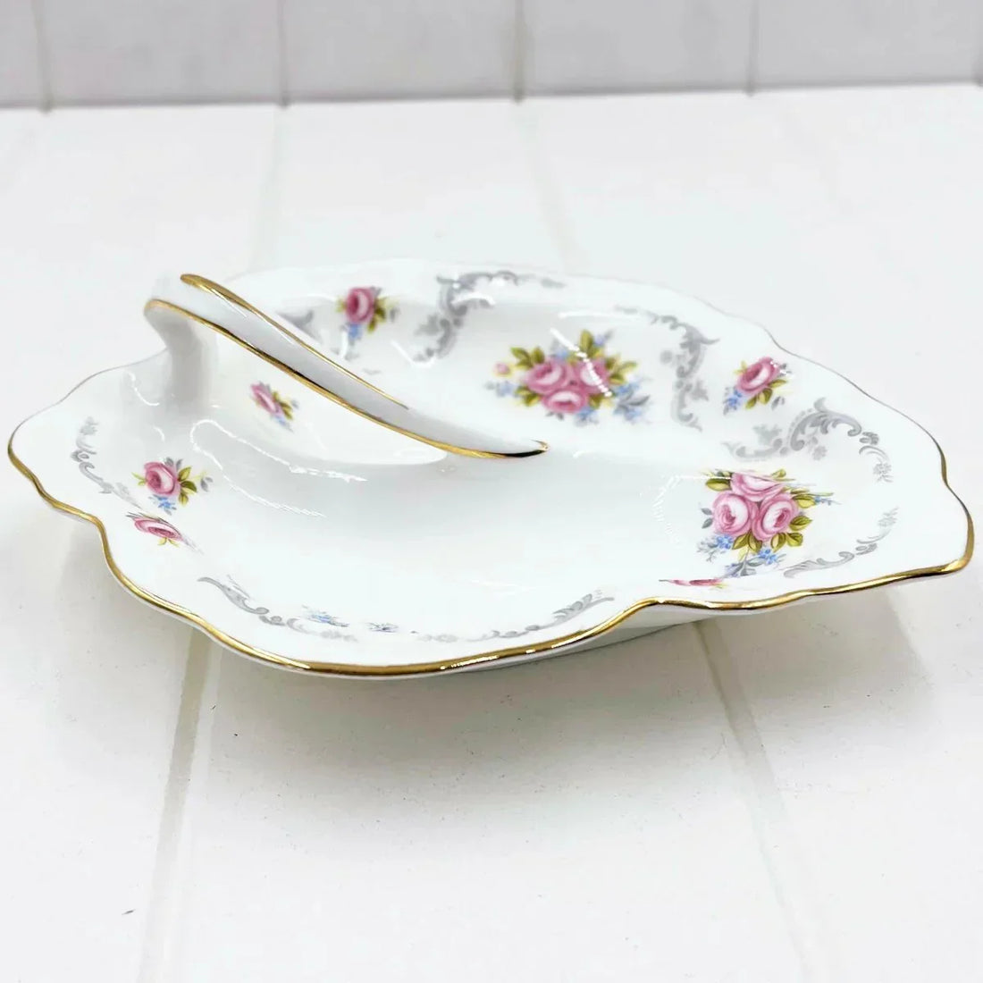 Royal Albert Tranquility Leaf Shaped Divided Dish - Exquisite Homewares 