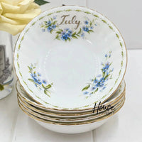 Royal Albert Vintage Flower of the Month July Set/5 Sweets Bowls - Made in England - Exquisite Homewares 