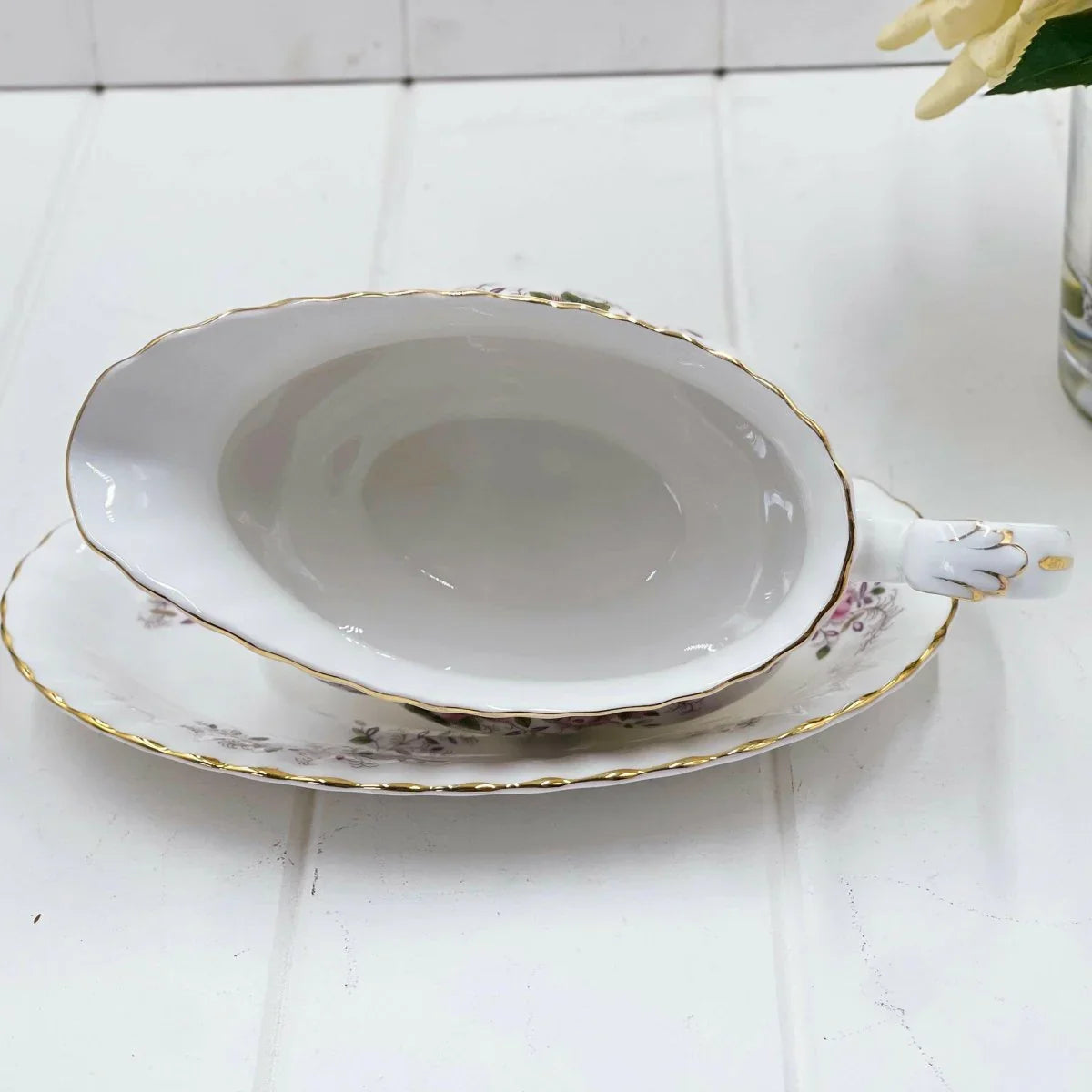Royal Albert Vintage Lavender Rose Gravy Boat - Exquisite Homewares 