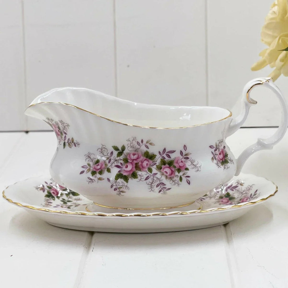 Royal Albert Vintage Lavender Rose Gravy Boat - Exquisite Homewares 