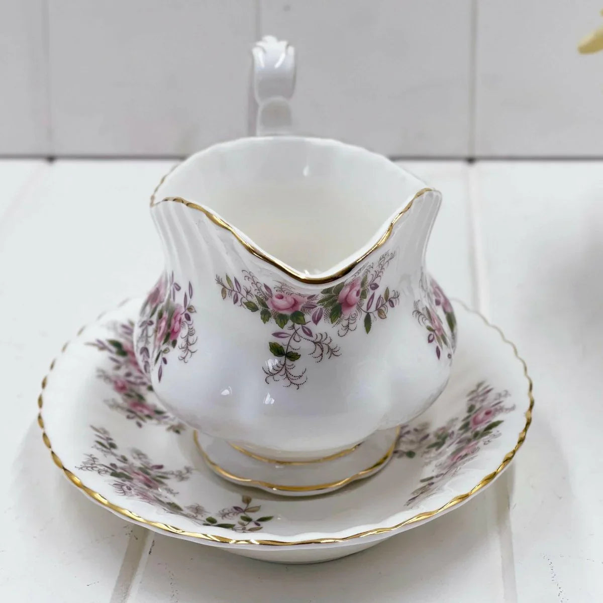 Royal Albert Vintage Lavender Rose Gravy Boat - Exquisite Homewares 