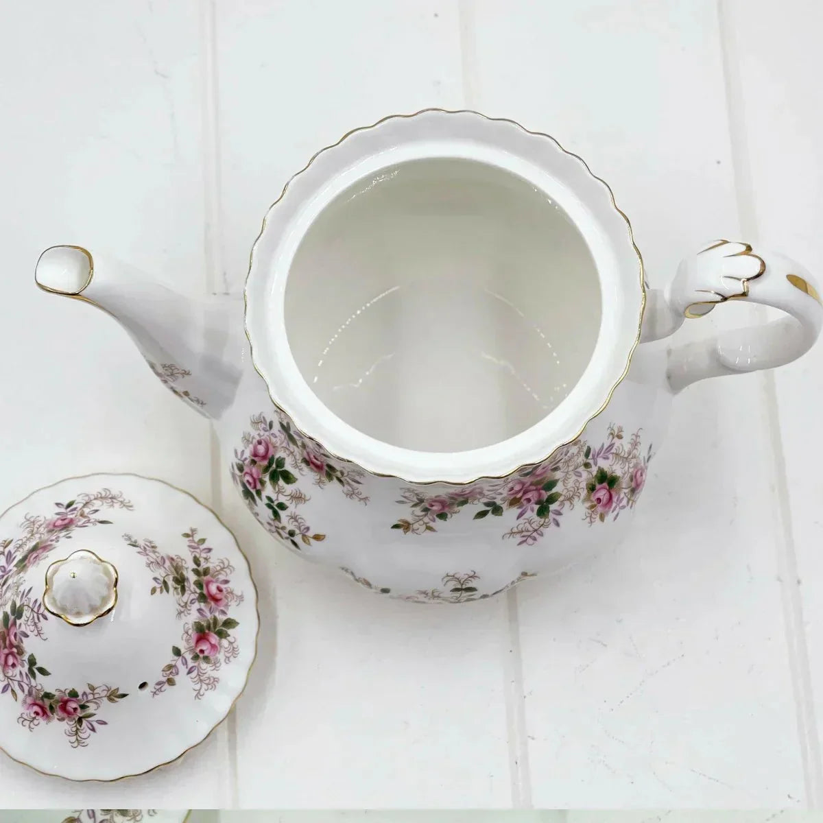 Royal Albert Vintage Lavender Rose Large Teapot - Exquisite Homewares 
