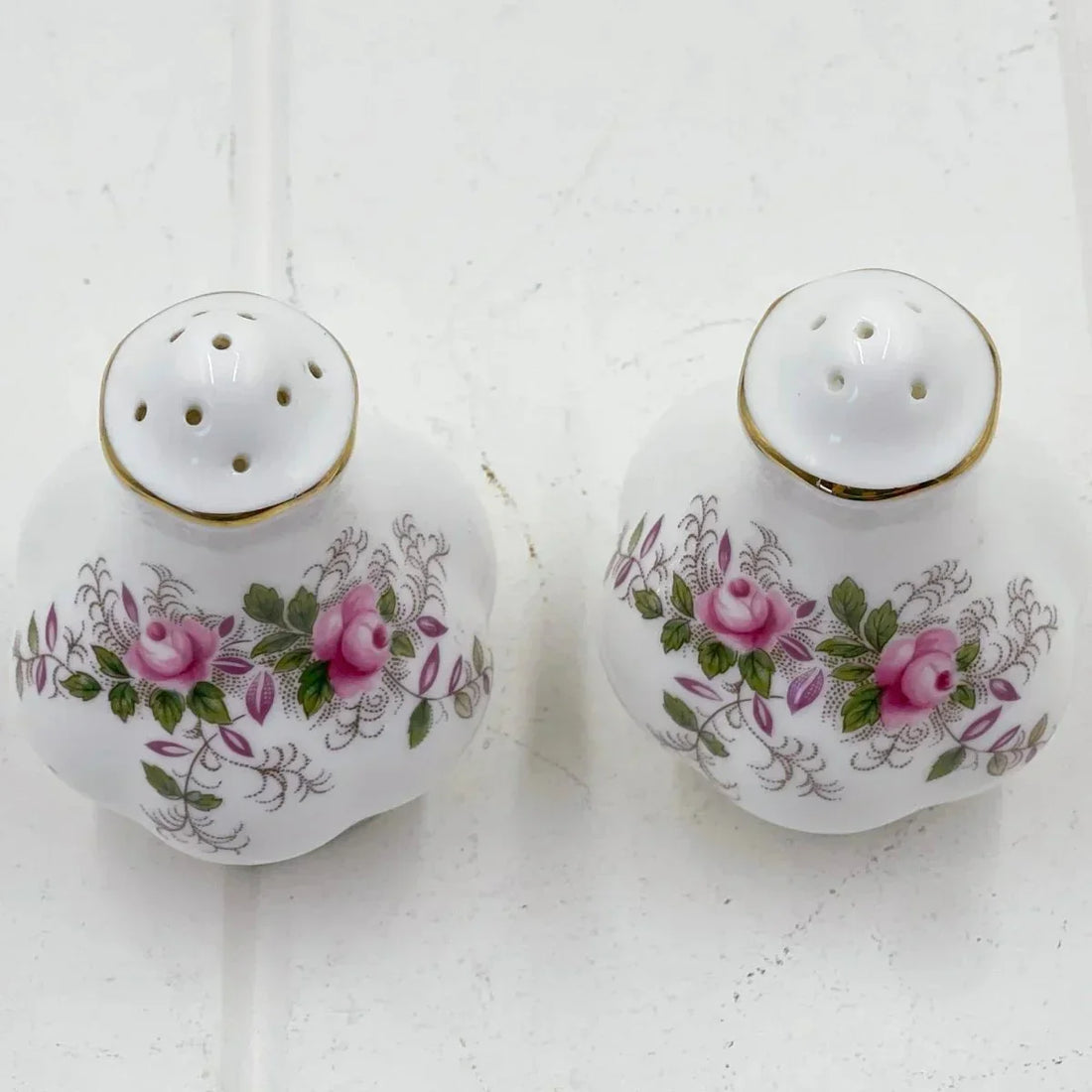 Royal Albert Vintage Lavender Rose Salt & Pepper Pots - Exquisite Homewares 