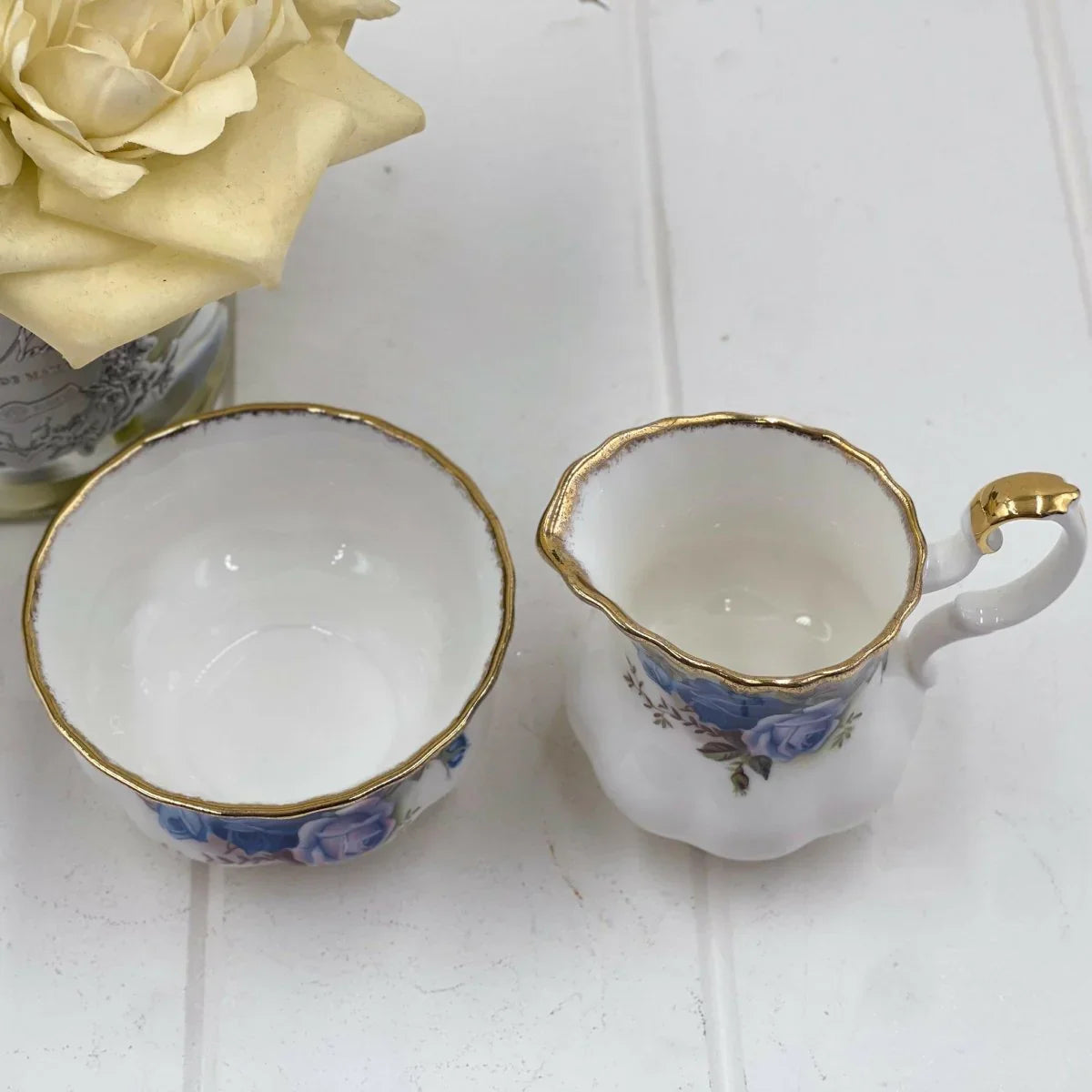 Royal Albert Vintage Moonlight Rose Small Sugar and Creamer Set - Exquisite Homewares 