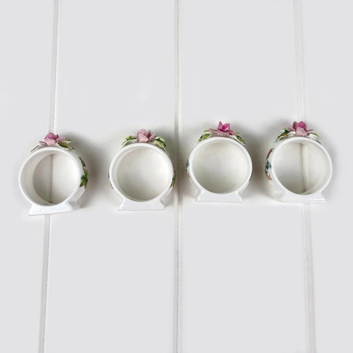 Royal Albert Vintage Moss Rose Set of 4 Napkin Rings - Exquisite Homewares 