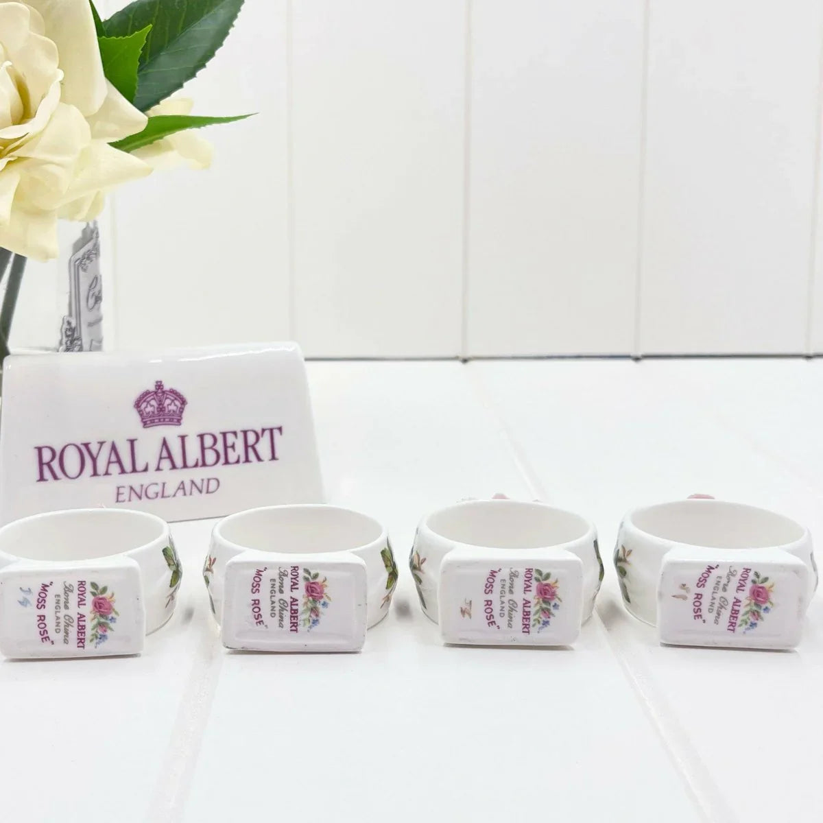 Royal Albert Vintage Moss Rose Set of 4 Napkin Rings - Exquisite Homewares 
