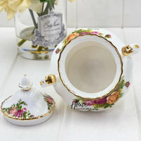 Royal Albert Old Country Roses Covered Sugar Bowl - Complete with Lid Made in England - Exquisite Homewares 