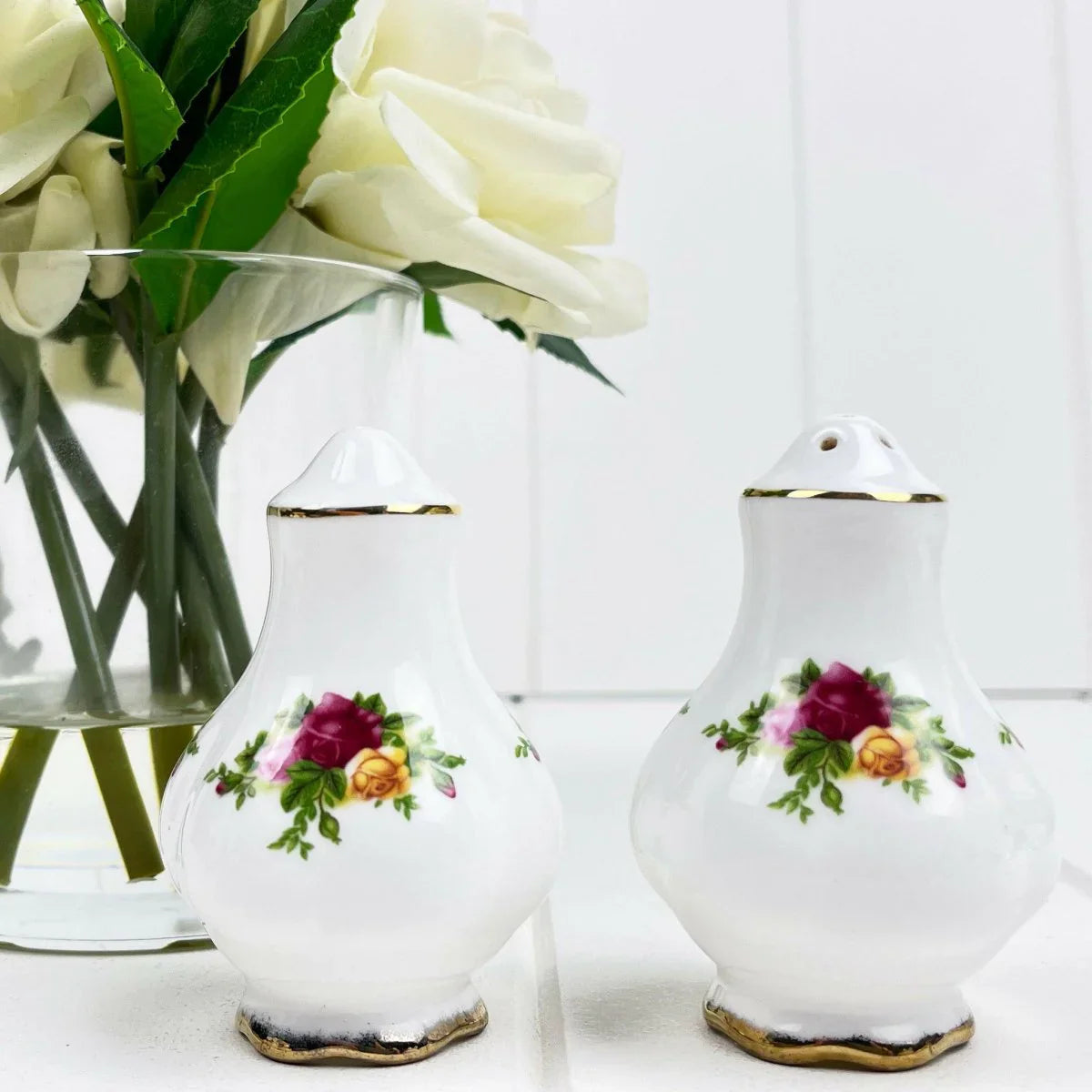 Royal Albert Vintage Old Country Roses Montrose Salt and Pepper Shakers - Exquisite Homewares 