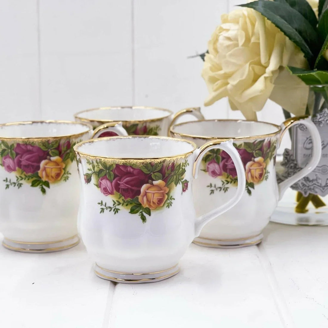 Royal Albert Vintage Old Country Roses Mugs (set 4) - Exquisite Homewares 