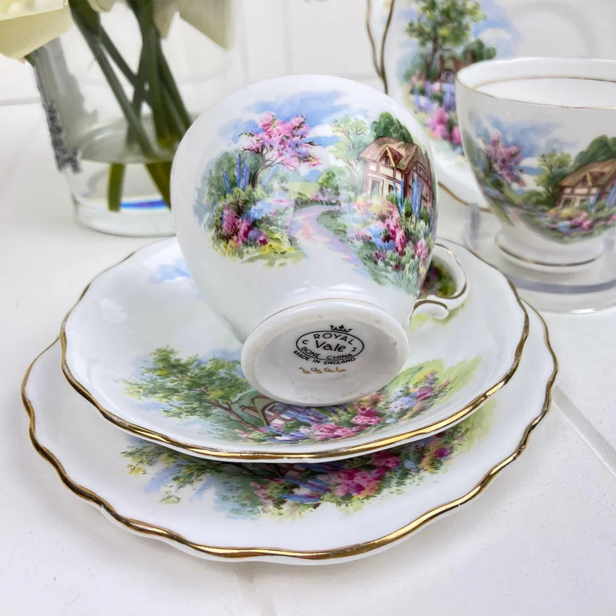Royal Vale Vintage Country Cottage Trios x 2 - Exquisite Homewares 