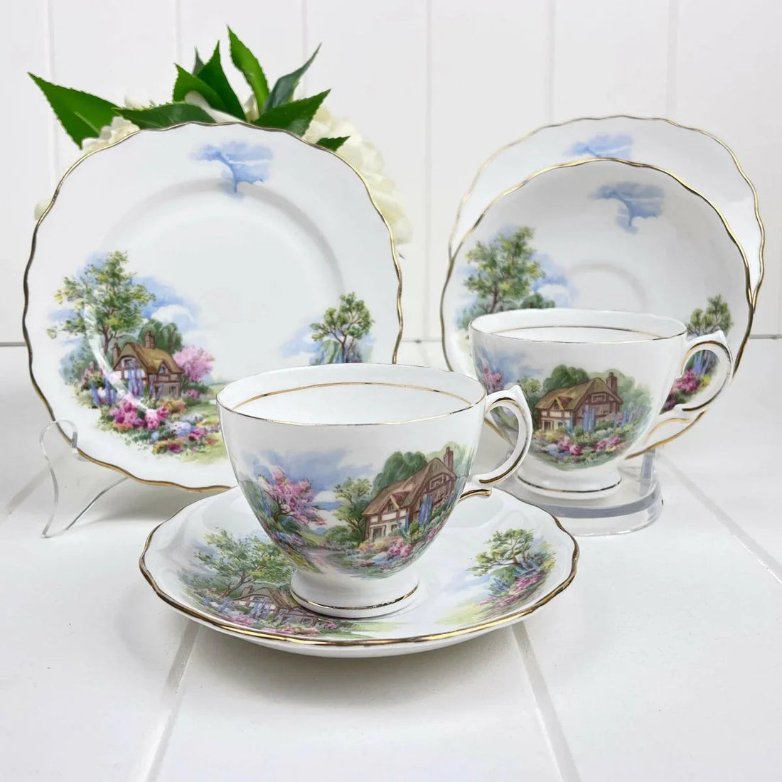 Royal Vale Vintage Country Cottage Trios x 2 - Exquisite Homewares 