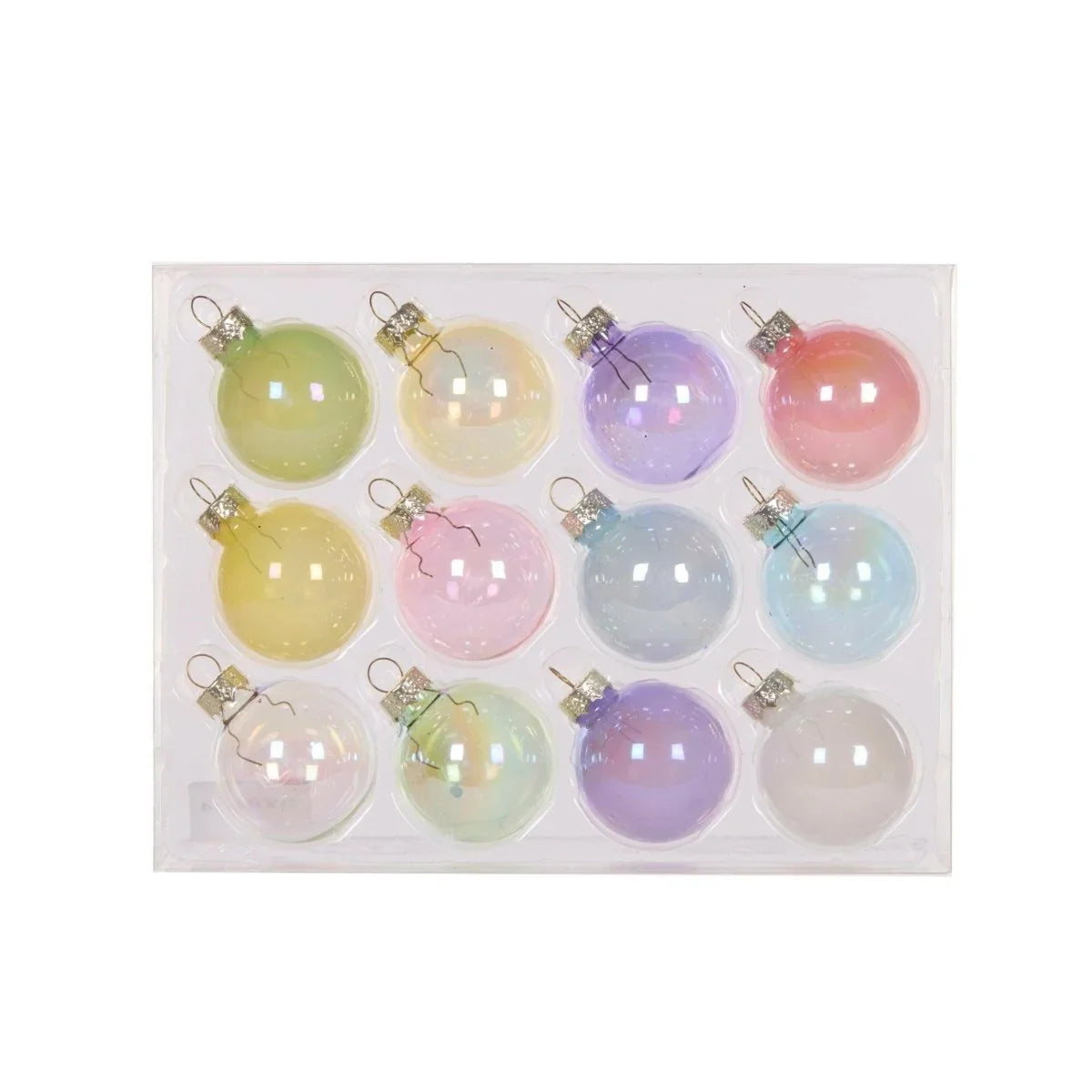 Set/12 4Cm Candy Glass Baubles) - Exquisite Homewares 