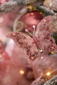 Set/3 Pink Beaded Butterfly Clips - Exquisite Homewares 
