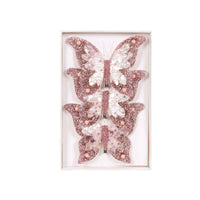 Set/3 Pink Beaded Butterfly Clips - Exquisite Homewares 