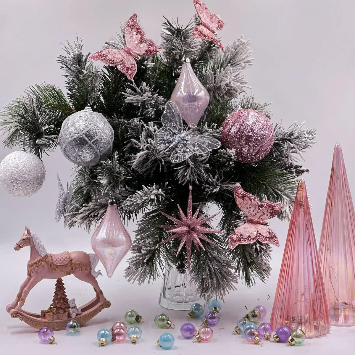 Set/3 Pink Beaded Butterfly Clips - Exquisite Homewares 